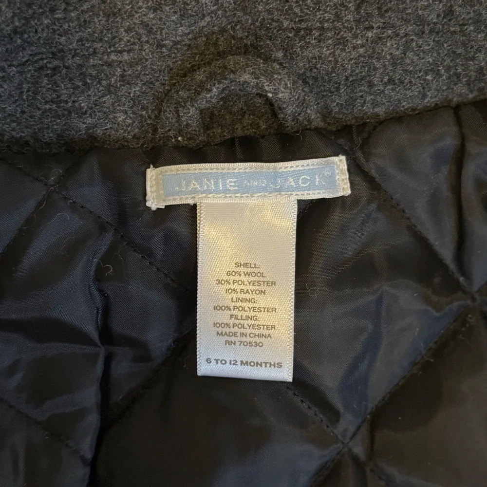 Janie and Jack Charcoal Gray Wool Toggle Coat (6-12M Baby)